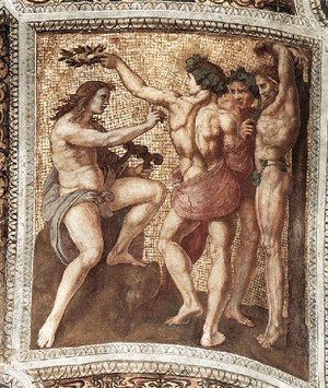 Raphael - The Stanza Della Segnatura Ceiling  Apollo And Marsyas