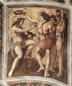 The Stanza della Segnatura Ceiling: Apollo and Marsyas [detail: 1]