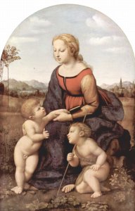 The beautiful gardener, scene with Mary and Christ child, John the Baptist