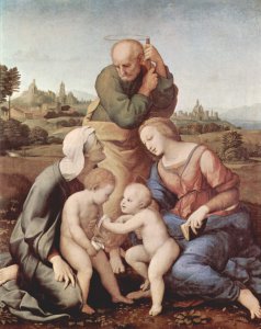 Sacra Familia Canigiani, Scene Holy Family with St. Elizabeth and St. John the Baptist